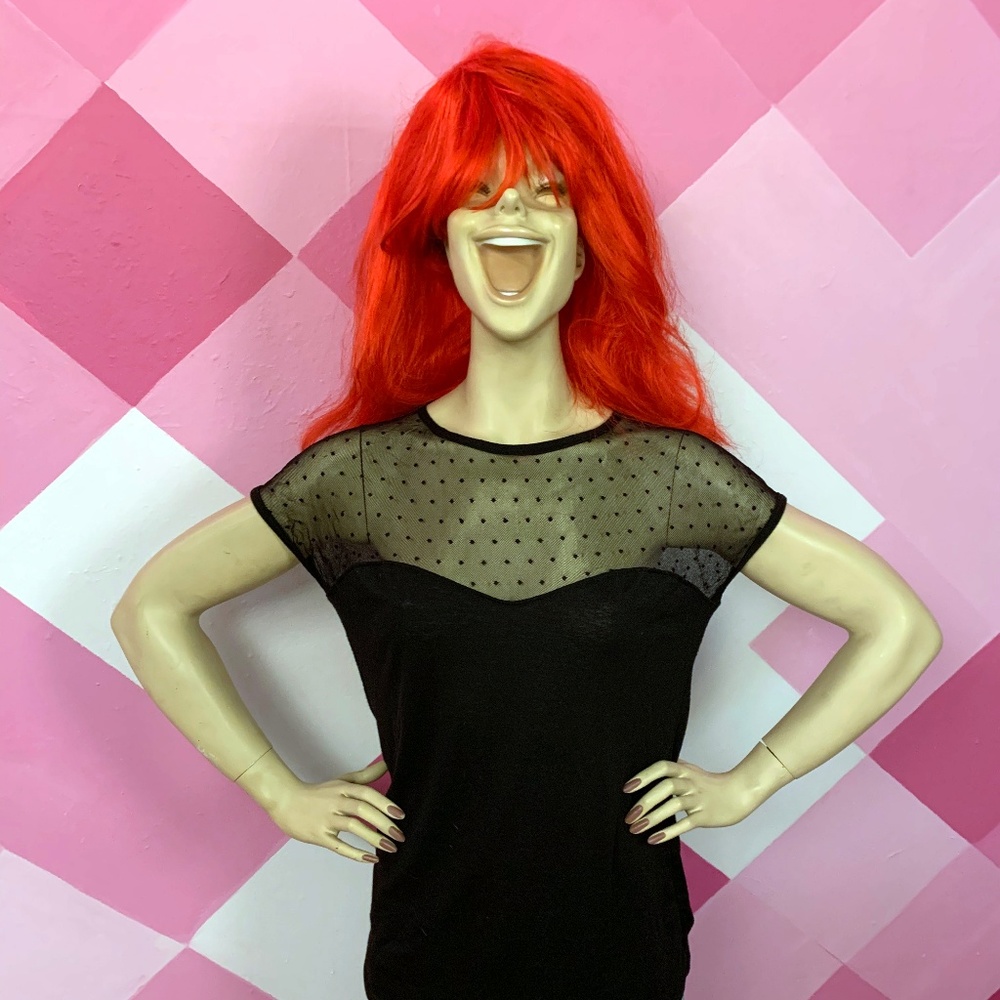 Steady Plus Size Black Dot Sheer Knit Top 1X